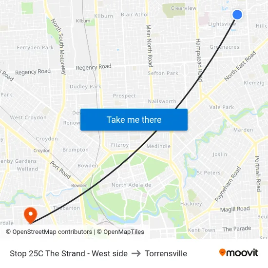 Stop 25C The Strand - West side to Torrensville map