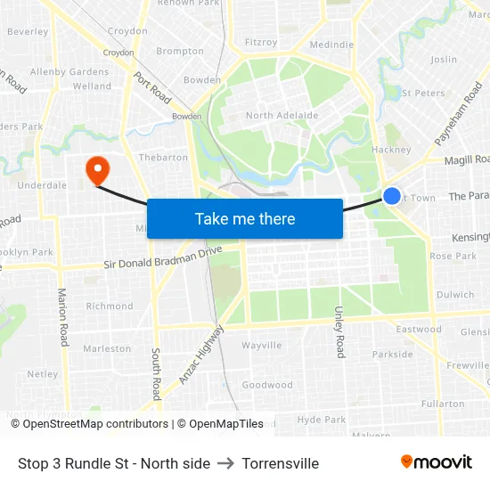 Stop 3 Rundle St - North side to Torrensville map