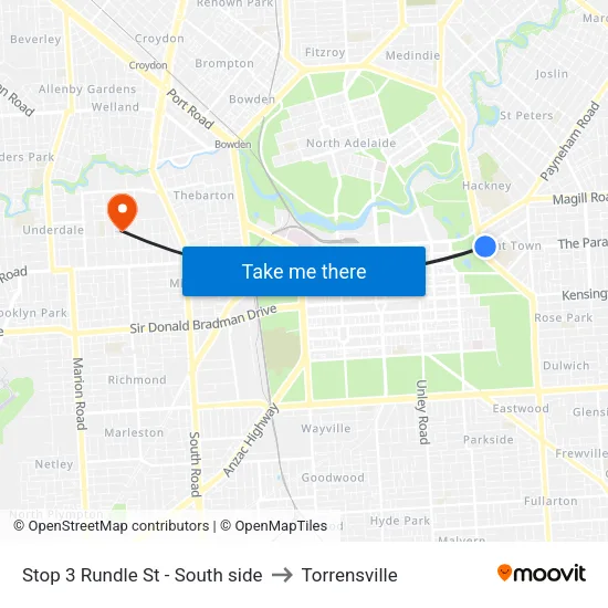 Stop 3 Rundle St - South side to Torrensville map