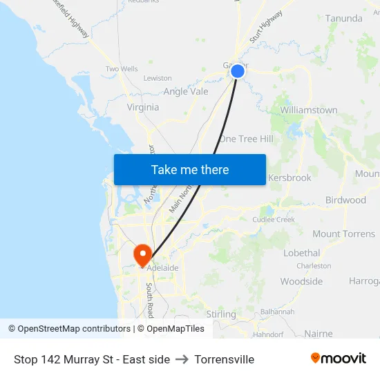 Stop 142 Murray St - East side to Torrensville map