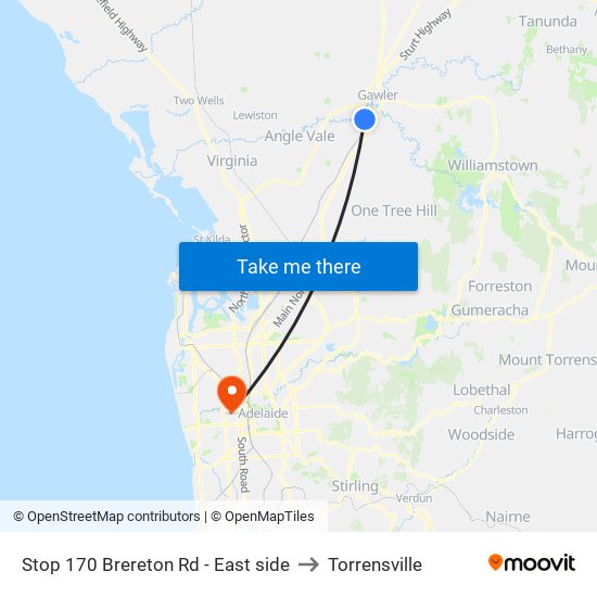 Stop 170 Brereton Rd - East side to Torrensville map