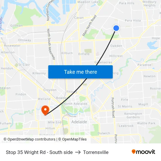 Stop 35 Wright Rd - South side to Torrensville map