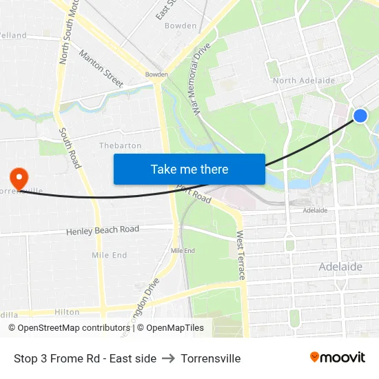 Stop 3 Frome Rd - East side to Torrensville map