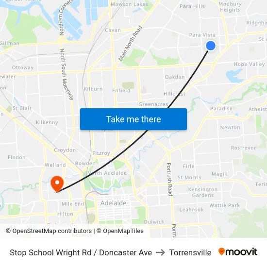Stop School Wright Rd / Doncaster Ave to Torrensville map