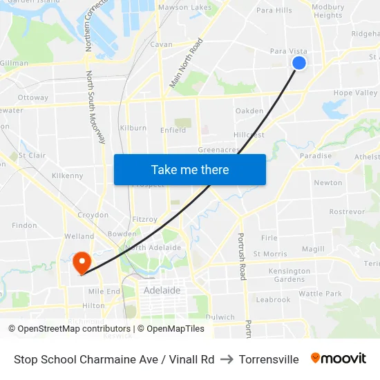 Stop School Charmaine Ave / Vinall Rd to Torrensville map