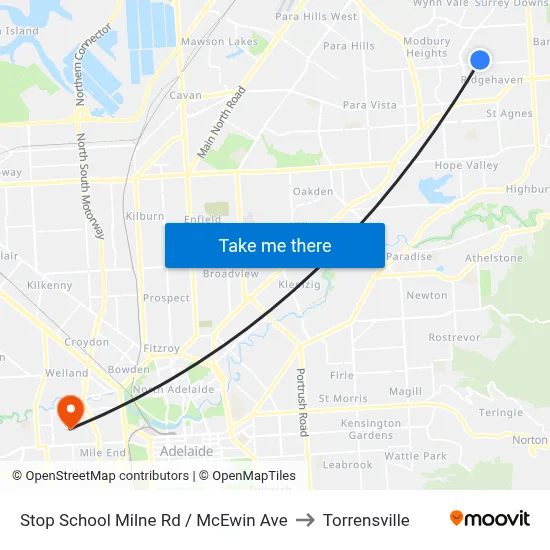 Stop School Milne Rd / McEwin Ave to Torrensville map