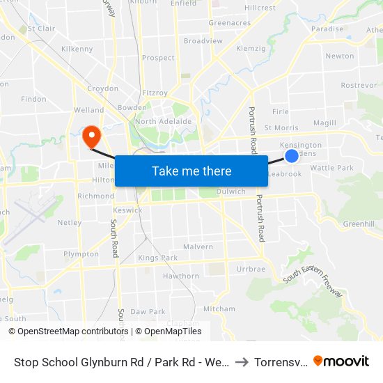 Stop School Glynburn Rd / Park Rd - West side to Torrensville map