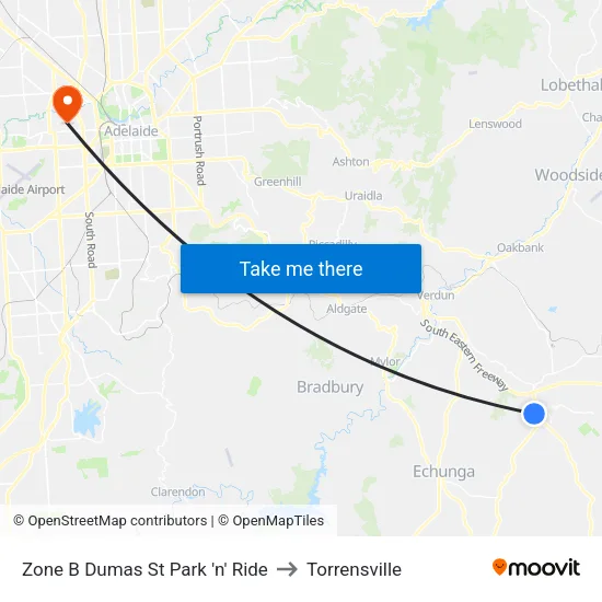 Zone B Dumas St Park 'n' Ride to Torrensville map