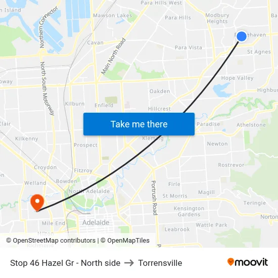 Stop 46 Hazel Gr - North side to Torrensville map
