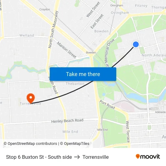Stop 6 Buxton St - South side to Torrensville map