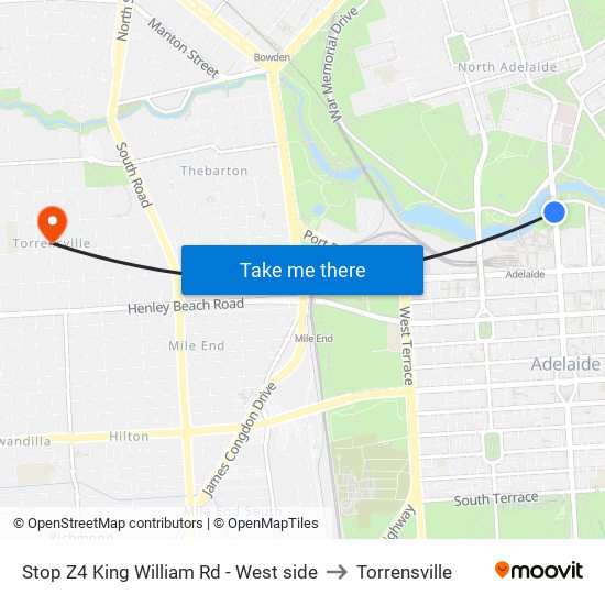 Stop Z4 King William Rd - West side to Torrensville map