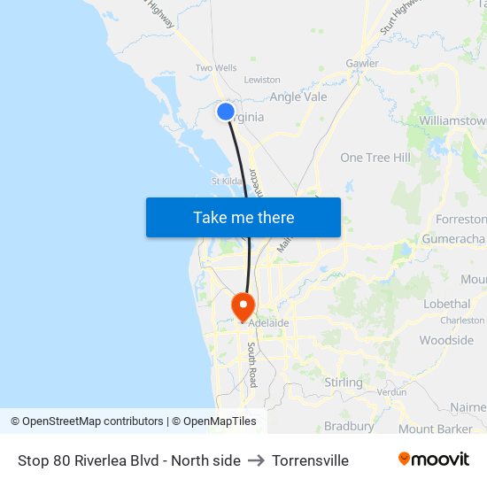 Stop 80 Riverlea Blvd - North side to Torrensville map