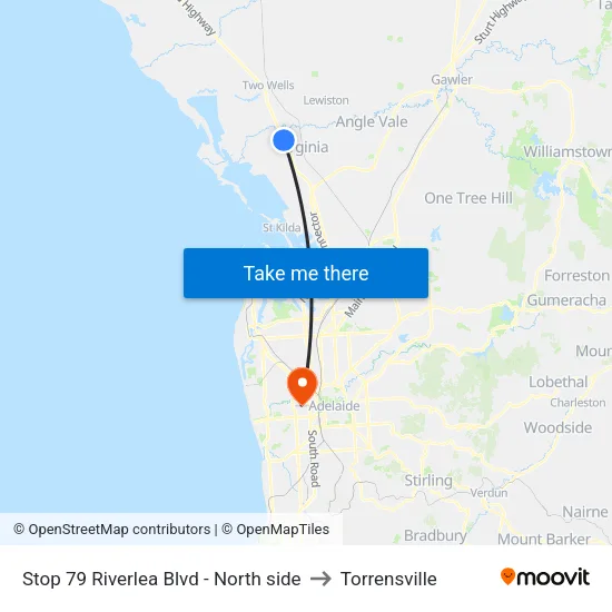 Stop 79 Riverlea Blvd - North side to Torrensville map