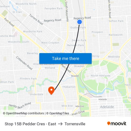 Stop 15B Pedder Cres - East to Torrensville map