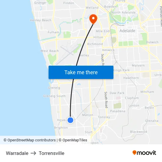 Warradale to Torrensville map