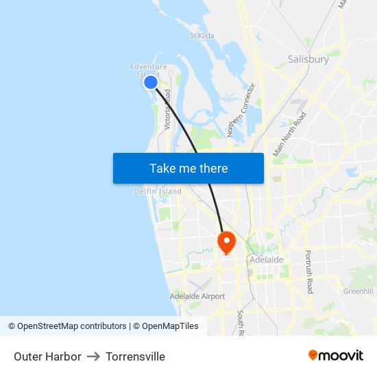 Outer Harbor to Torrensville map