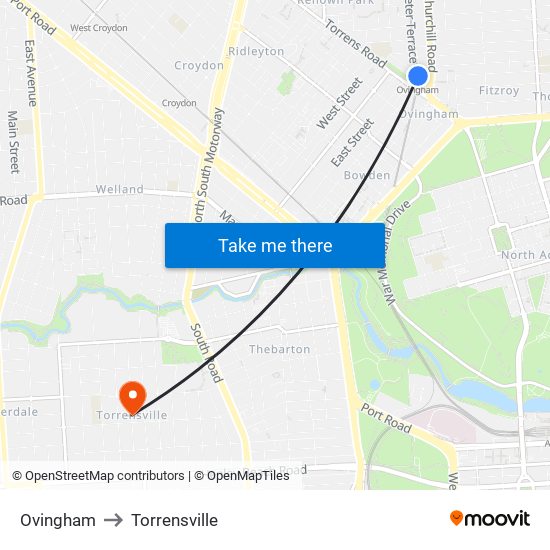 Ovingham to Torrensville map