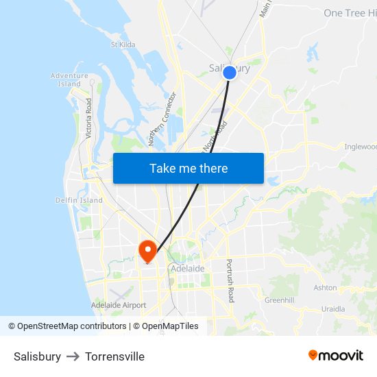 Salisbury to Torrensville map