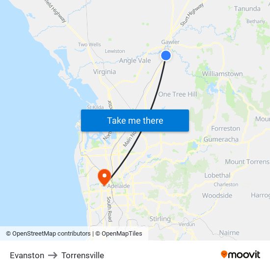 Evanston to Torrensville map