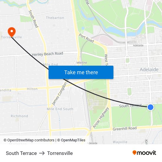 South Terrace to Torrensville map