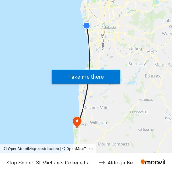 Stop School St Michaels College Lawrie St to Aldinga Beach map