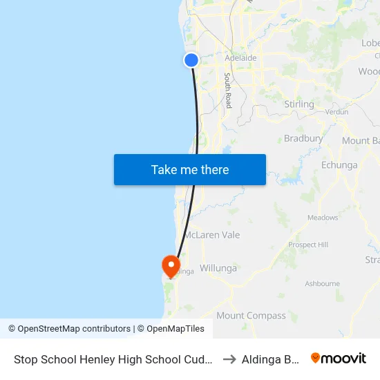 Stop School Henley High School Cudmore Tce to Aldinga Beach map