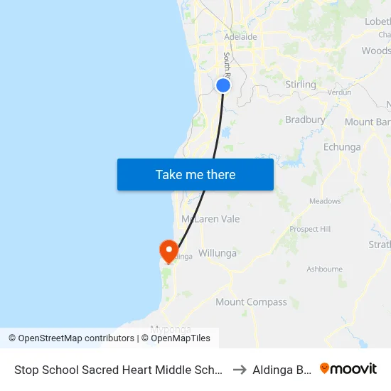 Stop School Sacred Heart Middle School Percy Av to Aldinga Beach map