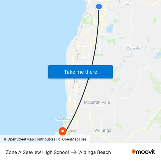 Zone A Seaview High School to Aldinga Beach map