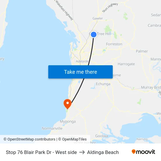 Stop 76 Blair Park Dr - West side to Aldinga Beach map
