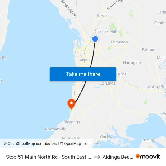 Stop 51 Main North Rd - South East side to Aldinga Beach map