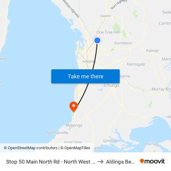 Stop 50 Main North Rd - North West side to Aldinga Beach map