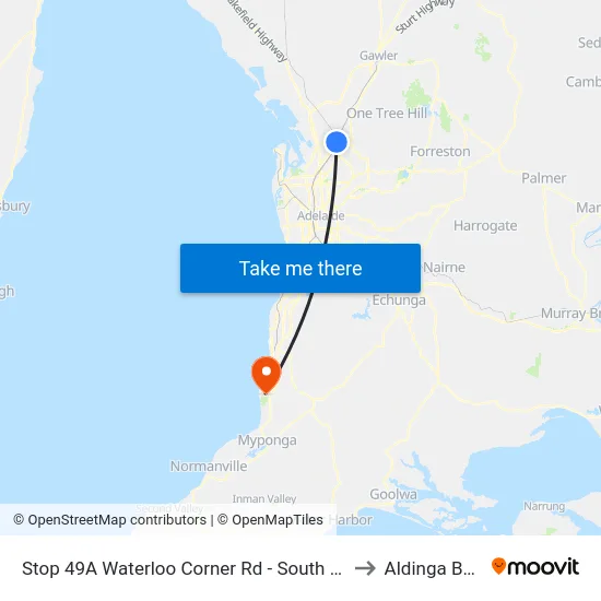 Stop 49A Waterloo Corner Rd - South West side to Aldinga Beach map