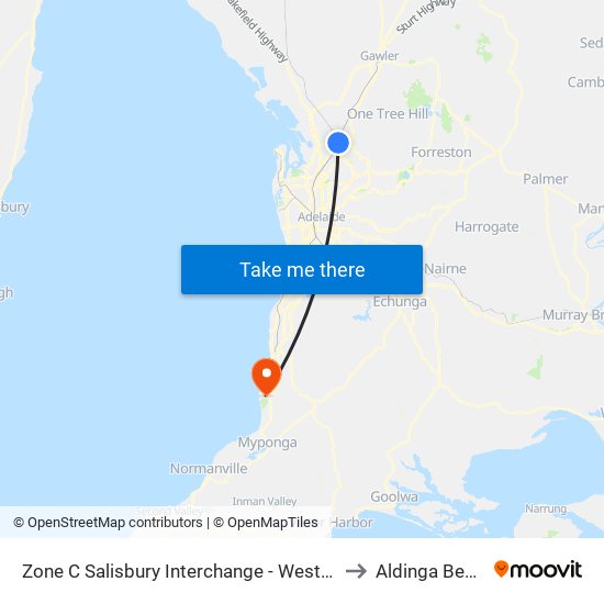 Zone C Salisbury Interchange - West Side to Aldinga Beach map