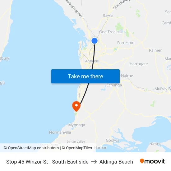 Stop 45 Winzor St - South East side to Aldinga Beach map