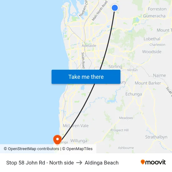 Stop 58 John Rd - North side to Aldinga Beach map