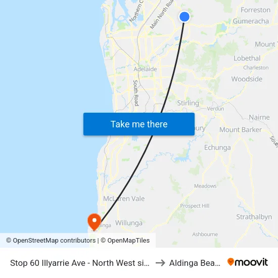 Stop 60 Illyarrie Ave - North West side to Aldinga Beach map