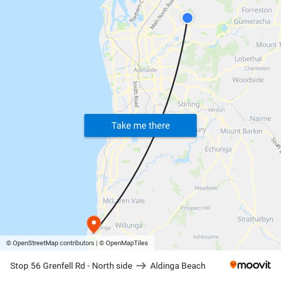 Stop 56 Grenfell Rd - North side to Aldinga Beach map