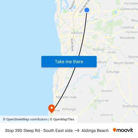 Stop 39D Sleep Rd - South East side to Aldinga Beach map