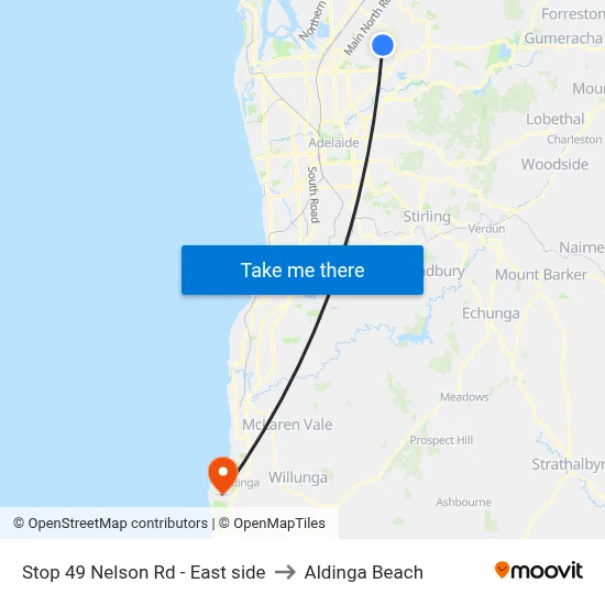 Stop 49 Nelson Rd - East side to Aldinga Beach map