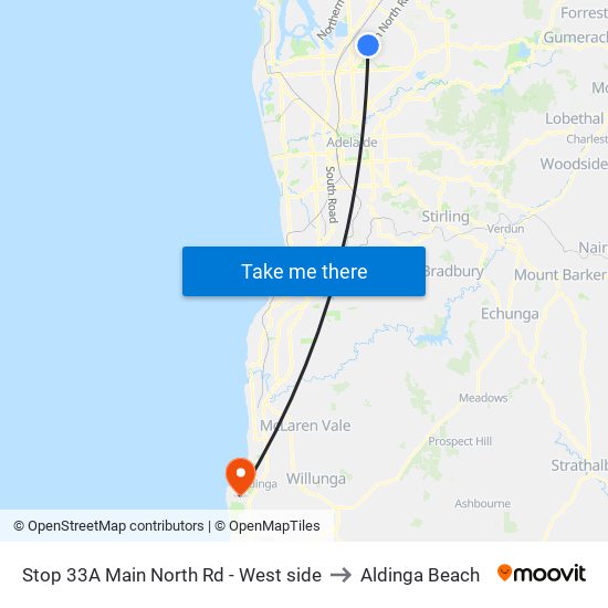 Stop 33A Main North Rd - West side to Aldinga Beach map