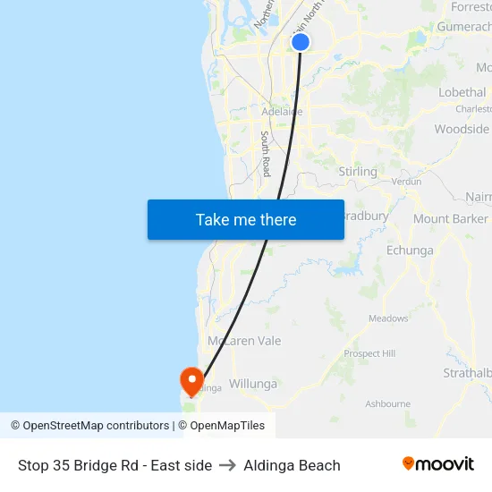 Stop 35 Bridge Rd - East side to Aldinga Beach map