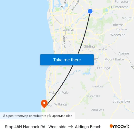 Stop 46H Hancock Rd - West side to Aldinga Beach map