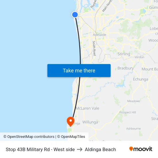 Stop 43B Military Rd - West side to Aldinga Beach map