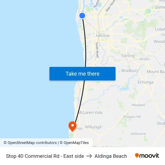 Stop 40 Commercial Rd - East side to Aldinga Beach map