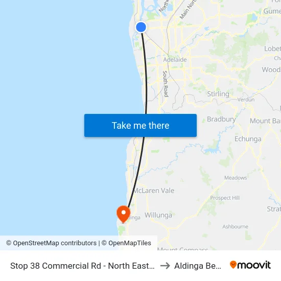 Stop 38 Commercial Rd - North East side to Aldinga Beach map