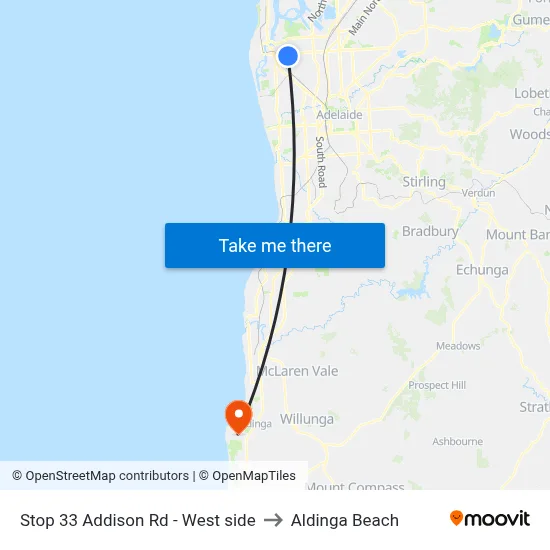 Stop 33 Addison Rd - West side to Aldinga Beach map