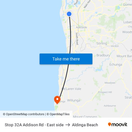 Stop 32A Addison Rd - East side to Aldinga Beach map