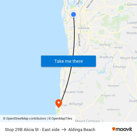 Stop 29B Alicia St - East side to Aldinga Beach map