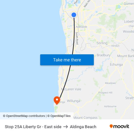 Stop 25A Liberty Gr - East side to Aldinga Beach map