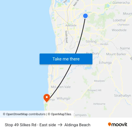 Stop 49 Silkes Rd - East side to Aldinga Beach map